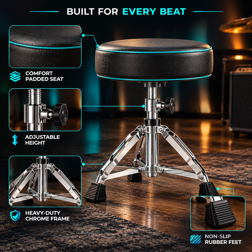 Edihsa™ Adjustable Padded Drum Throne detail image 1