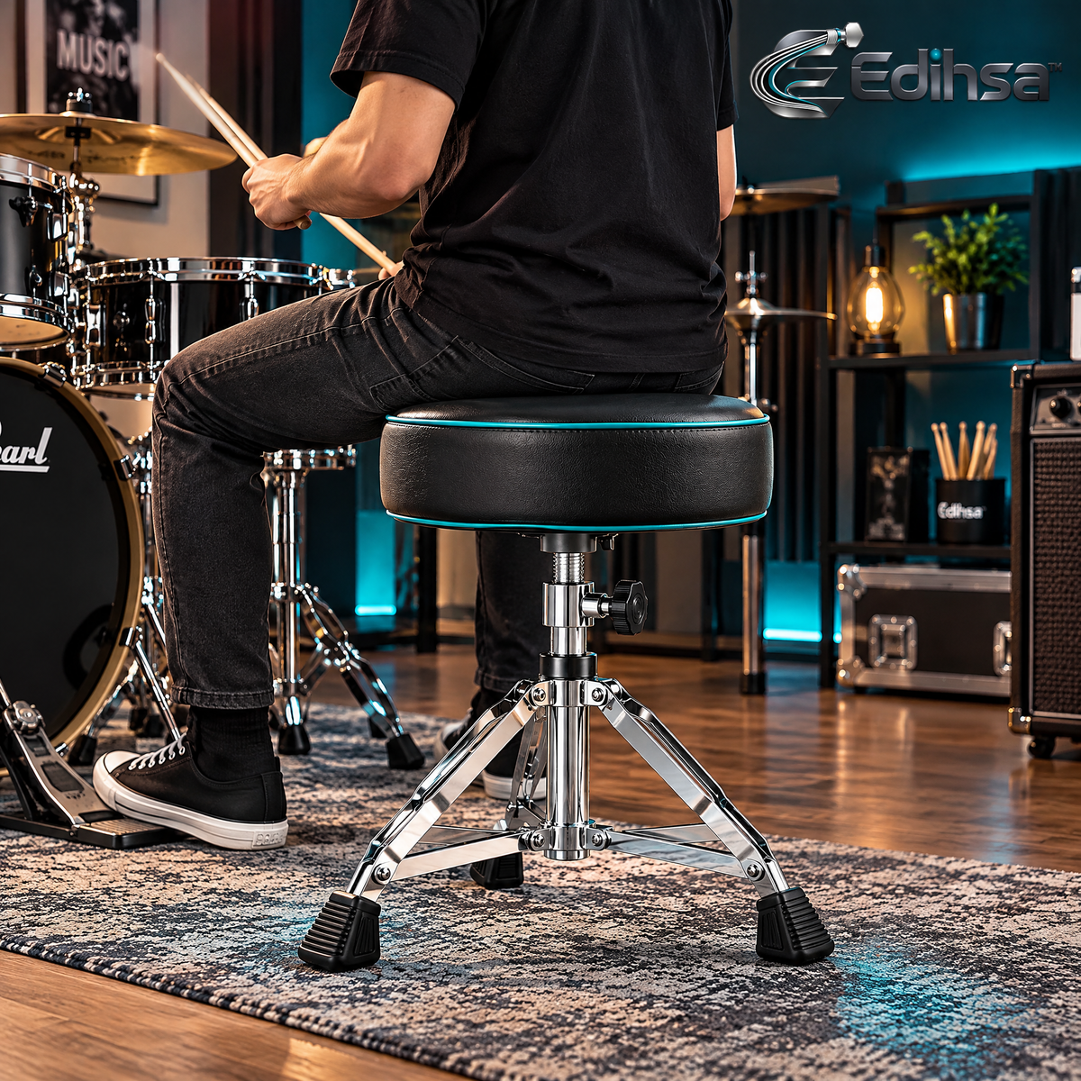 Edihsa™ Adjustable Padded Drum Throne detail image 3