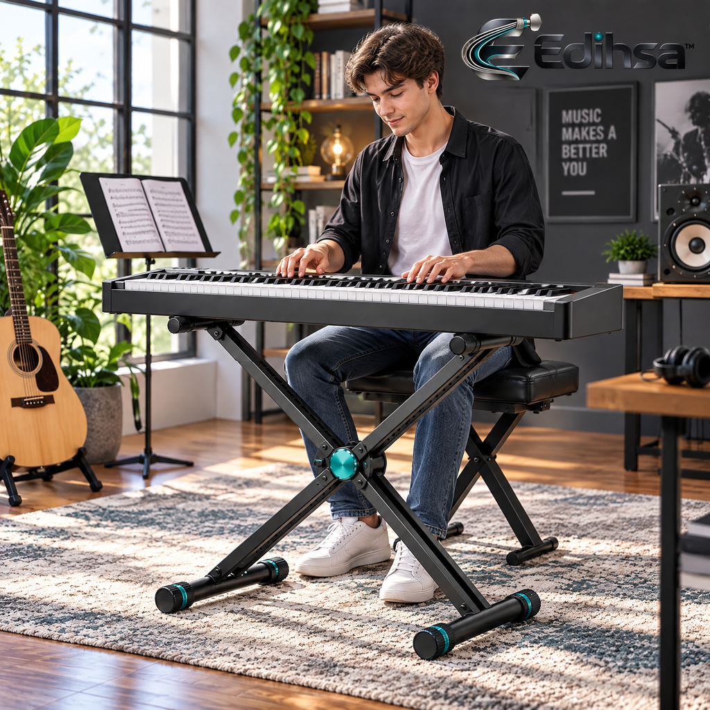 Edihsa™ Double-Braced X-Style Keyboard Stand detail image 1